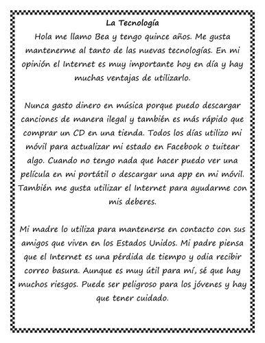 KS4 Spanish: Technology - Internet