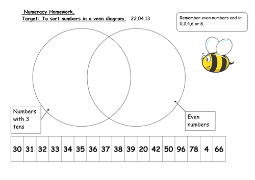 Sort numbers in a Venn diagram