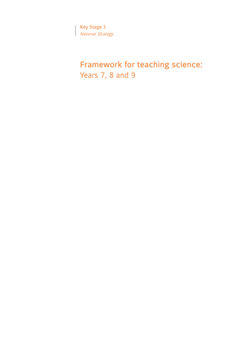 National Strategies KS3 Framework for Science
