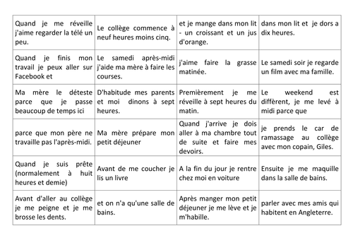 KS3 French - Daily Routine - Reading ex