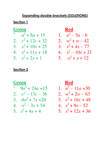 Expanding double brackets Grade B Level 8