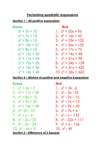 Factorising Double Brackets Quadratics Grade B 8 By Whidds Teaching Resources Tes 6999