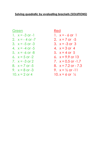 Solving quadratics factorised brackets grade B