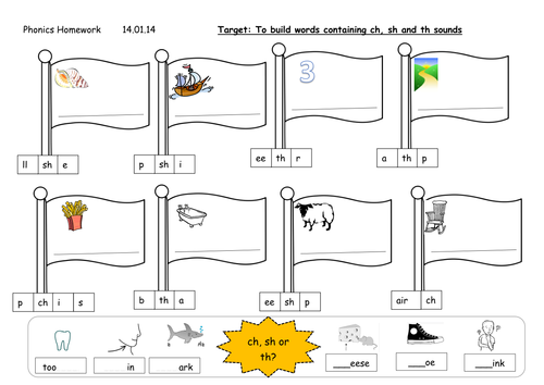 ch, sh, th word building