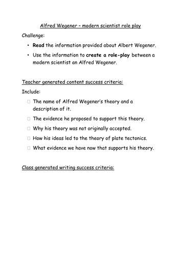 Wegener role play