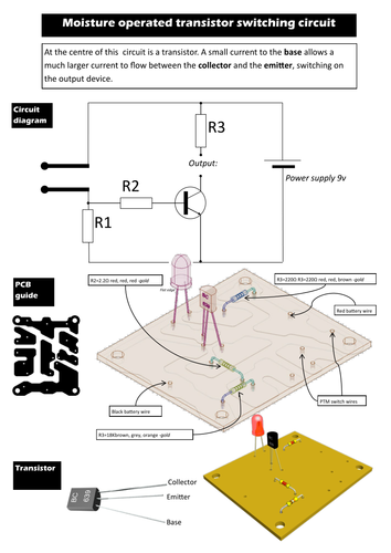 Moisture operated transistor switching circuit