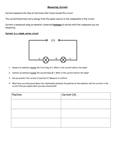 Measuring current, voltage and resistance | Teaching Resources