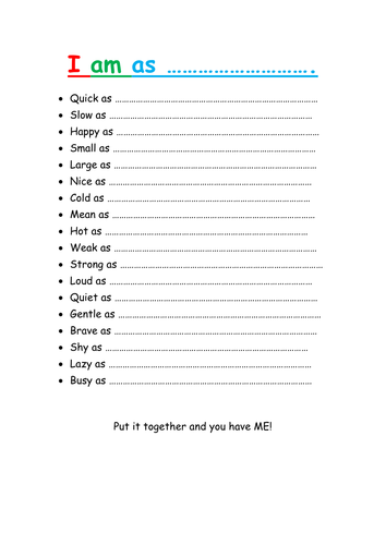 ks1 worksheet animal by Teaching Simile   ash  Resources  mckeown worksheet. Tes