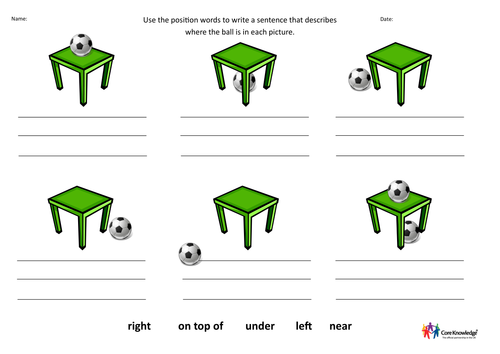 position words activity teaching resources