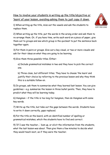 Presenting the Lesson Objective