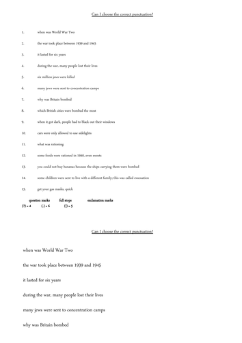Punctuation - based on WW2