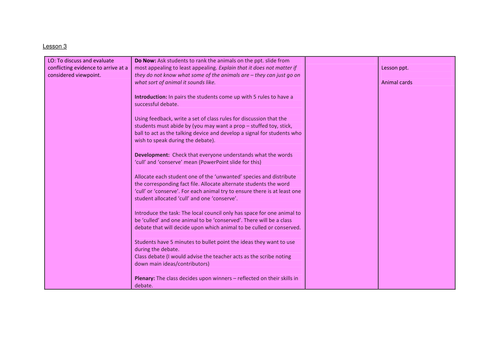 Yr 8 Reading Mini Unit  (Animal Rights): Lesson 3