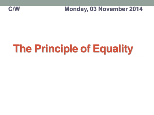 The Principle of Equality