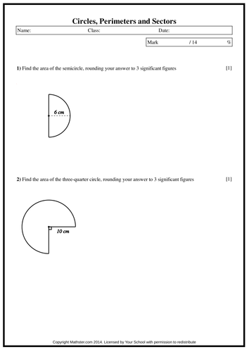 Circles - perimeter and sectors