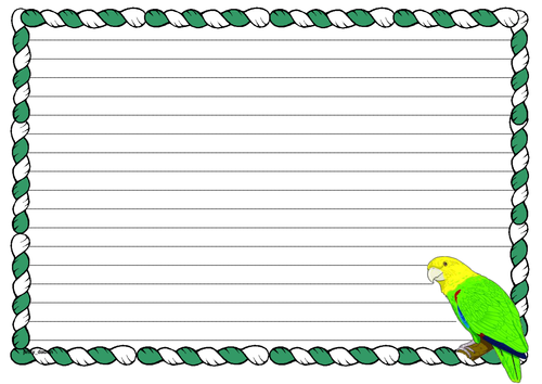 Parakeet Themed Lined paper and Pageborders