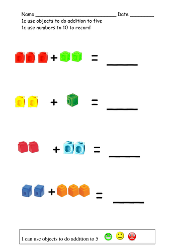 use objects to do addition to 5 addition to 10
