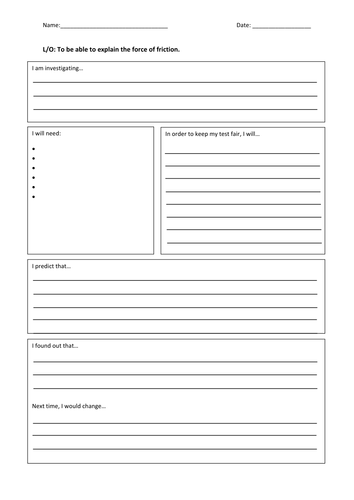 Investigation Planning Sheet | Teaching Resources