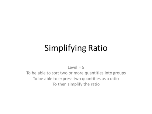 Simplifying Ratio- low ability