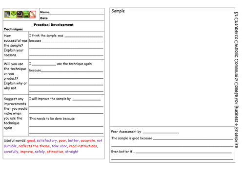 Practical Development / Sample write up sheets