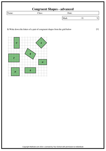 Congruent Shapes - Advanced