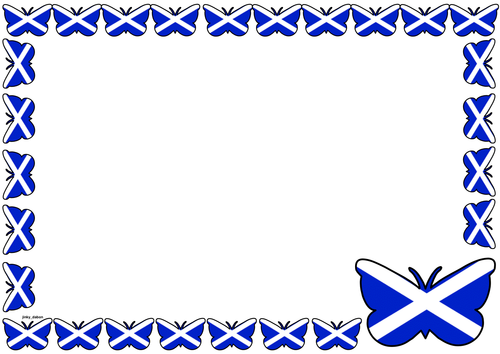 Scotland Flag Themed Lined paper and Pageborders