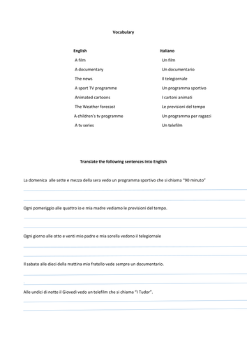 Translate Italian to English using film