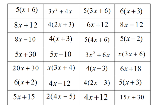 Expanding single brackets - cut and stick