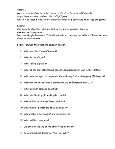 N5 Job interview listening preparation