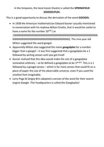 Maths & the Simpsons - Part 14 = Googol & e