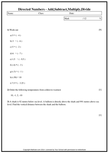 directed-numbers-teaching-resources