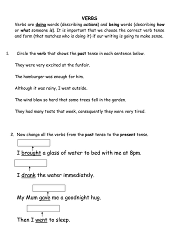 tes 4 phonics phase worksheets tense present  and  crfgoodman Teaching  by Verbs past