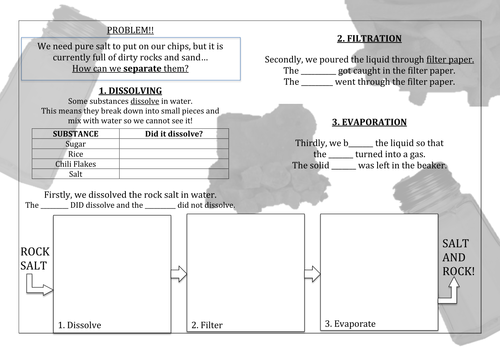 Separating Rock Salt Practical Worksheet / Booklet