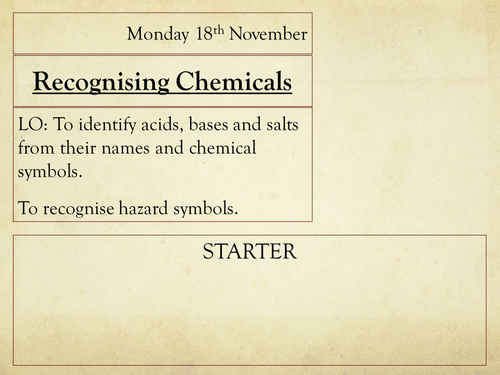 Recognising Chemicals and Hazard Symbols