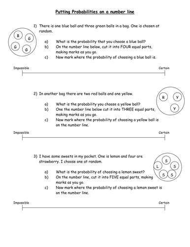 Placing Fractional probabilities on number lines | Teaching Resources