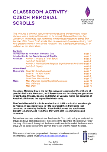 The Czech Memorial Scrolls and the Holocaust - for