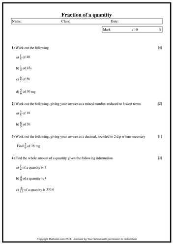 Fraction of a quantity