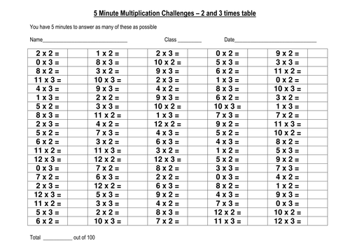 100 question speed multiplication challenge 3 of 4