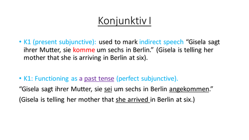 Konjunktiv I Und Ii Teaching Resources