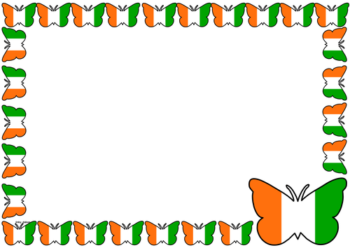 Ivory Coast Flag Themed Lined Paper and Pageborder