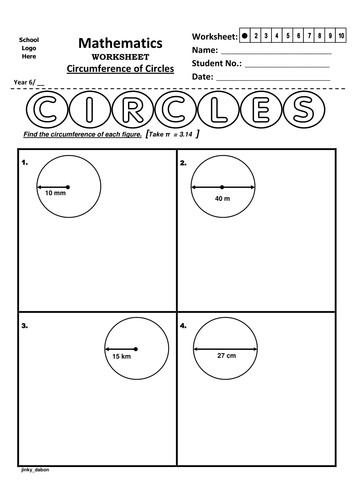 Year 6 - Circumference of Circles (Worksheet)