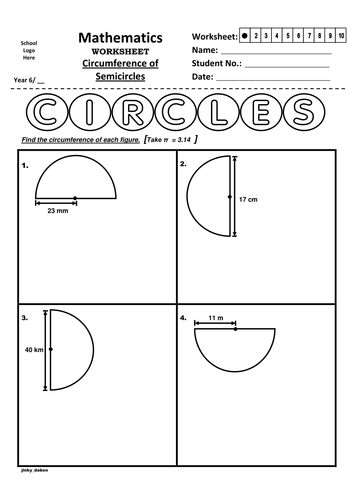 Year 6 - Circumference of Semicircles (Worksheet) | Teaching Resources