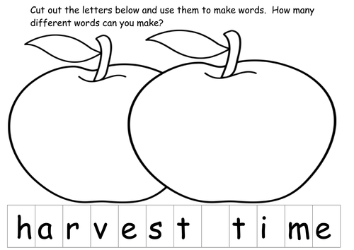 Harvest time word making puzzle