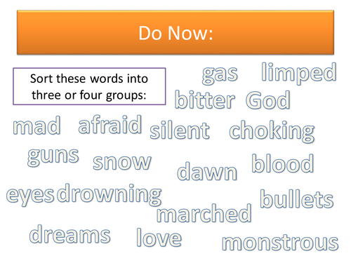 Year 10 Wilfred Owen CA Scheme of Work - Lesson 12
