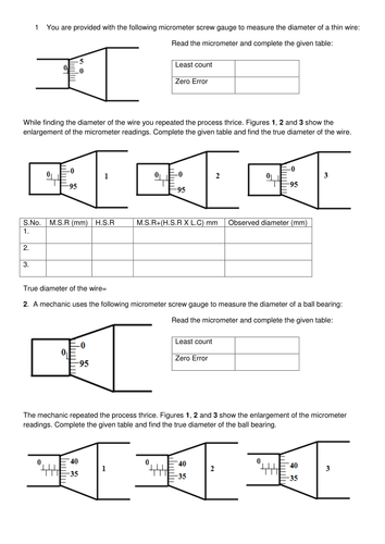 micrometer reading exercises