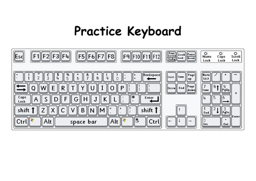 Printable keyboard for typing practice | Teaching Resources