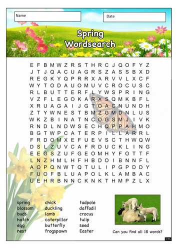 ks1 spring wordsearch teaching resources