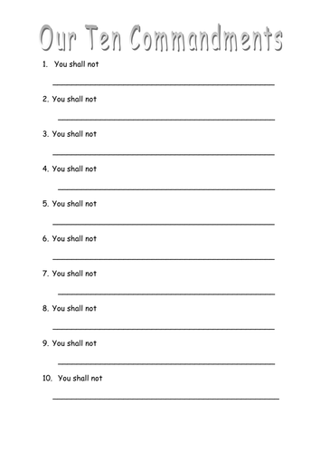 write your own ten commandments template teaching resources