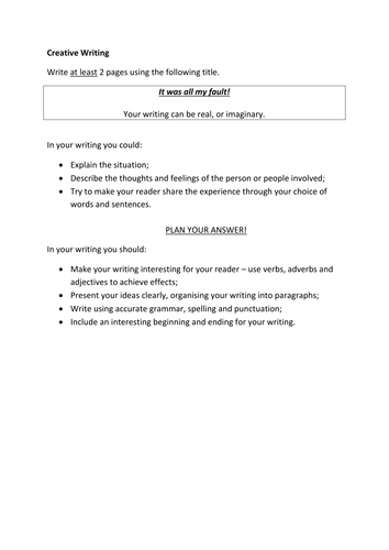 creative writing tasks tes