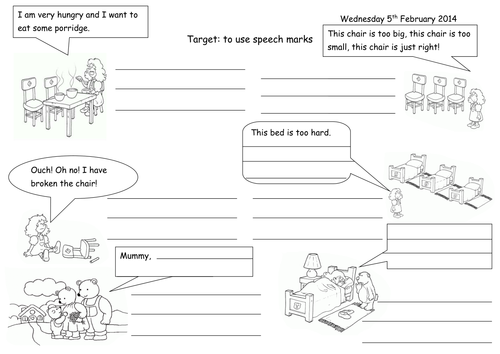 worksheet marks speech Speech Goldilocks by Bubbles joop09 Speech Marks and