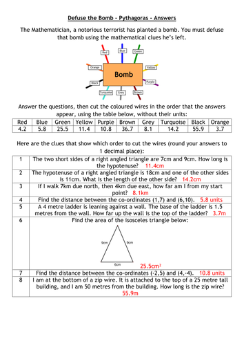 Defuse The Bomb - Pythagoras and Trigonometry